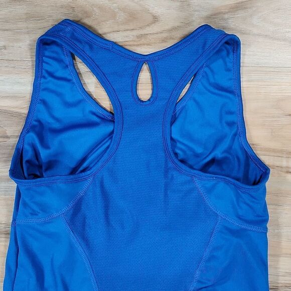 💜Danskin Dri-More Blue Racerback Athletic Shelf Bra Tanktop Medium - Picture 4 of 8